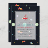 Weltraumthema | Kinder Geburtstagsparty Einladung (Vorne/Hinten)