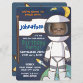 Weltraumthema mit eigenem Foto für Astronauten Einladung (Vorne/Hinten)