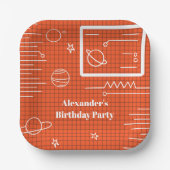 Weltraumthema "Raumschiff" Computerbildschirm Gebu Pappteller (Vorderseite)