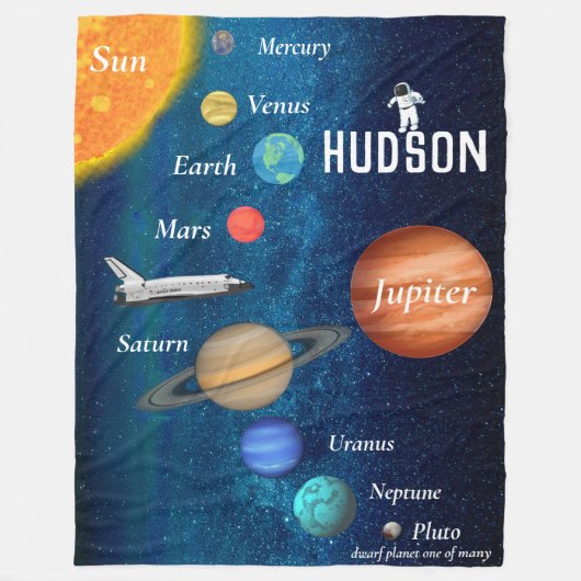 Weltraumthema Solaranlage Boys Room Fleecedecke (Vorderseite)