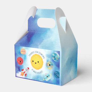 Weltraumthema Weltraumrakete 1. Geburtstag Favo Geschenkschachtel