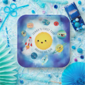 Weltraumthema Weltraumrakete 1. Geburtstag Pappteller (Party)