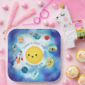 Weltraumthema Weltraumrakete 1. Geburtstag Pappteller (Party)