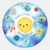 Weltraumthema Weltraumrakete 1. Geburtstag Runder Aufkleber (Vorderseite)