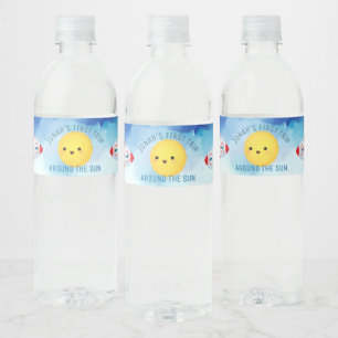 Weltraumthema Weltraumrakete 1. Geburtstag Wasserflaschenetikett