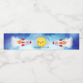 Weltraumthema Weltraumrakete 1. Geburtstag Wasserflaschenetikett (Einzelnes Label)