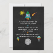 Weltraumthematik Chalkboard Geburtstagseinladung Einladung (Vorderseite)