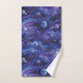 Weltraumthematisches Muster mit Sternen und Planet Badhandtuch Set (Handtuch)