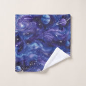 Weltraumthematisches Muster mit Sternen und Planet Badhandtuch Set (Waschlappen)