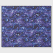Weltraumthematisches Muster mit Sternen und Planet Geschenkpapier (Flach)