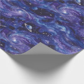 Weltraumthematisches Muster mit Sternen und Planet Geschenkpapier (Ecke)