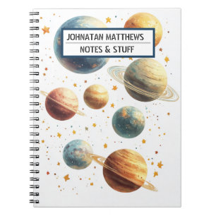 Weltraumthemen Planeten Spiral-Foto-Notizbuch Notizblock