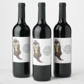 Weltraumtier Otter Astronaut Pub Otter Wellness-Ce Weinetikett (Flaschen)