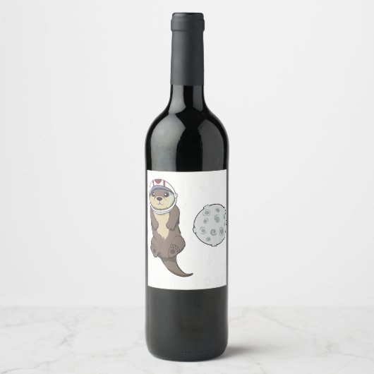 Weltraumtier Otter Astronaut Pub Otter Wellness-Ce Weinetikett (Vorderseite)
