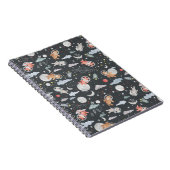 Weltraumtiere - dunkelstahlblaue Textur Notizblock (Rechte Seite)