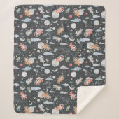 Weltraumtiere - dunkelstahlblaue Textur Sherpadecke (Vorderseite)