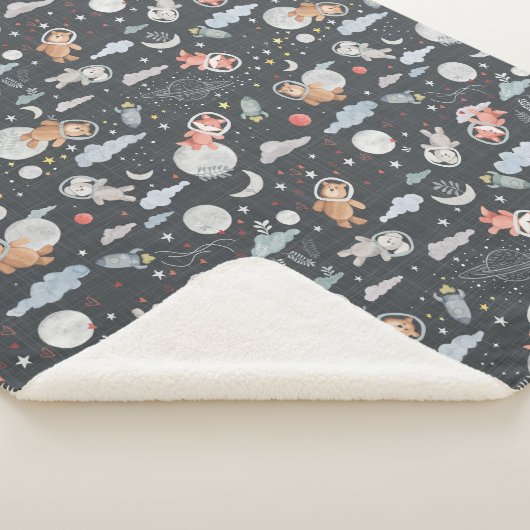 Weltraumtiere - dunkelstahlblaue Textur Sherpadecke (3/4)