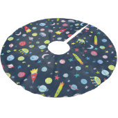 WeltraumUFO-Rakete Saturn Wasserfarbe Polyester Weihnachtsbaumdecke (Schrägansicht)