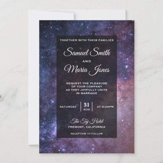 Weltraumuniversum Galaxie Einladung zur Hochzeit (Vorderseite)