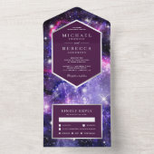 Weltraumuniversum Lila Galaxie-Hochzeit All In One Einladung (Innen Boden)