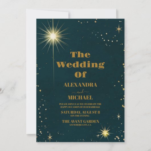 Weltraumuniversum Smaragdgrüne Galaxie Hochzeit Einladung (Vorderseite)