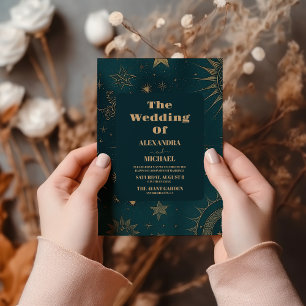 Weltraumuniversum Smaragdgrüne Galaxie Hochzeit Einladung