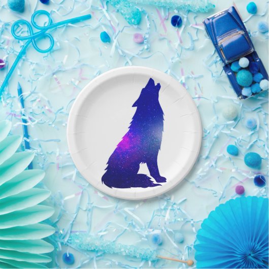 Weltraumwolf-Hobeln - Wählen Sie die Hintergrundfa Pappteller (Party)