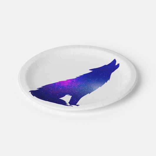 Weltraumwolf-Hobeln - Wählen Sie die Hintergrundfa Pappteller (Schrägansicht)