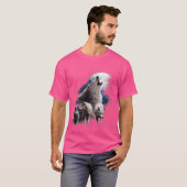 Weltraumwolfen kosmischer Schneelwolf auf dem Mond T-Shirt (Vorne ganz)