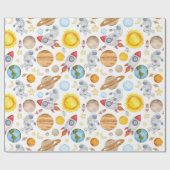 Weltraumwrapping Paper - Planets Astronaut Rocket Geschenkpapier (Flach)