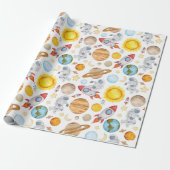 Weltraumwrapping Paper - Planets Astronaut Rocket Geschenkpapier (Ungerollt)