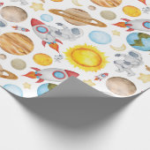 Weltraumwrapping Paper - Planets Astronaut Rocket Geschenkpapier (Ecke)