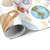 Weltraumwrapping Paper - Planets Astronaut Rocket Geschenkpapier (Rolleneckpunkt)