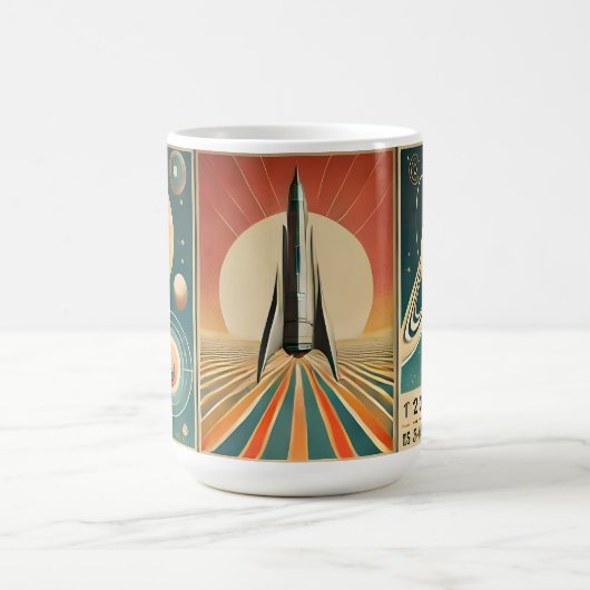 Weltraumzeitalter Art Space Time Kalender Kaffeetasse (Mittel)