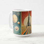Weltraumzeitalter Art Space Time Kalender Kaffeetasse (Vorderseite Links)