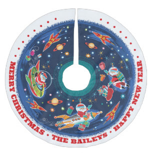 Weltraumzeitalter - individuell anpassbar - polyester weihnachtsbaumdecke