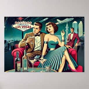 Weltraumzeitalter Las Vegas Martini-Party Poster