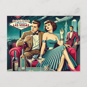 Weltraumzeitalter Las Vegas Martini-Party Postkarte