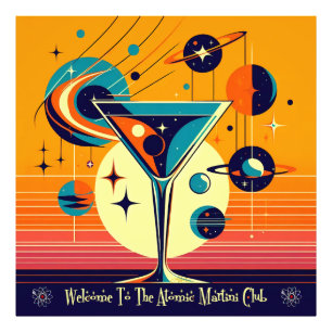 Weltraumzeitalter Willkommen im Atomic Martini Clu Fotodruck