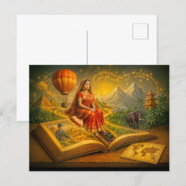 Weltreise aus dem klassischen Reisebuch Feiertagspostkarte