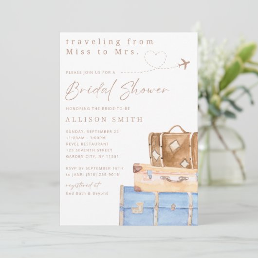 Weltreise Bridal Dusche Einladung (Stehend Vorderseite)