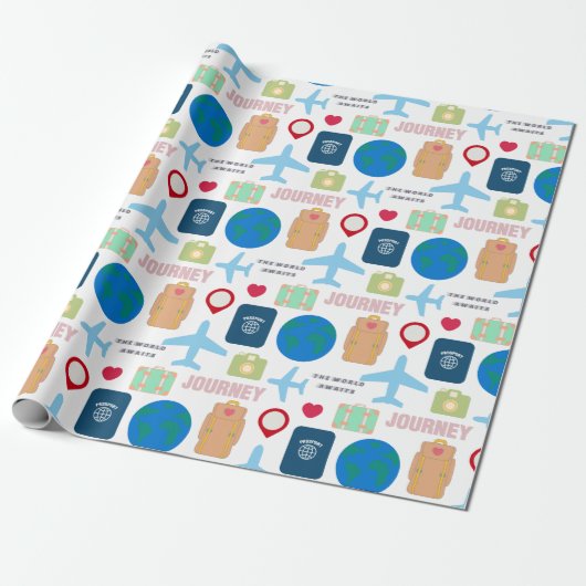 Weltreise geschenkpapier (Ungerollt)