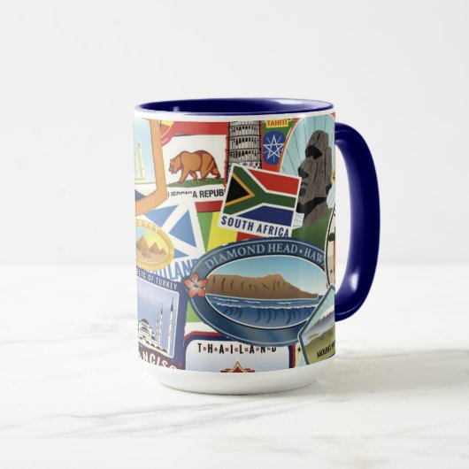 Weltreise-Muster Tasse (VorderseiteRechts)