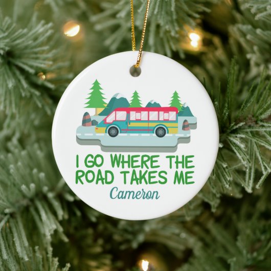Weltreise RV Camper Road Trip Niedlich Custom Keramik Ornament (Baum)