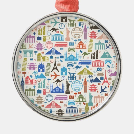 Weltreise Silbernes Ornament (Vorne)