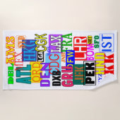 Weltreisend-internationaler Flughafen-Codes Strandtuch (Vorderseite)