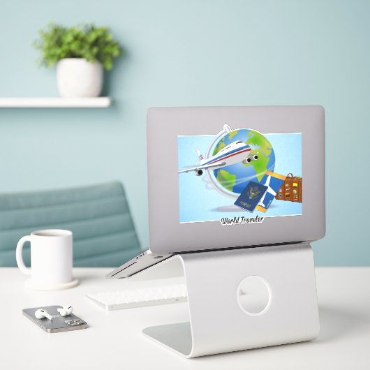 Weltreisende Aufkleber (Laptop auf Schreibtisch)