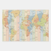 Weltreisende - farbenfrohe Karte der Zeitzonen - C Geschenkpapier Set (Vorderseite 3)