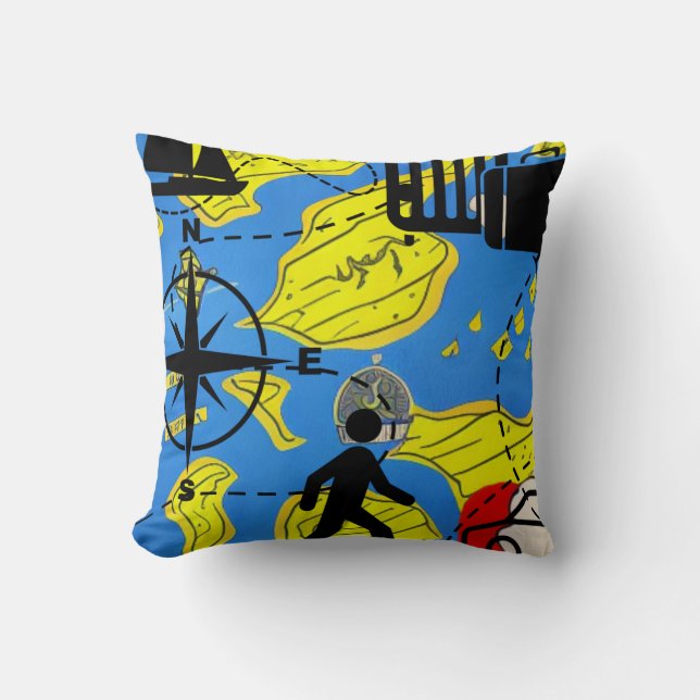 Weltreisende Kissen (Vorderseite)