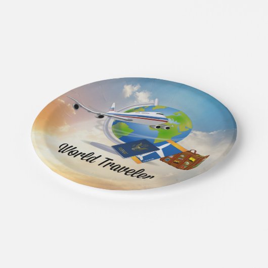 Weltreisende Pappteller (Schrägansicht)